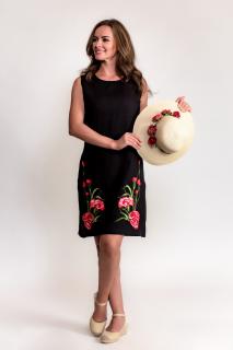 Rochie din in 100% cu broderie