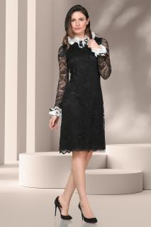 Rochie Effect din dantela neagra si volane albe
