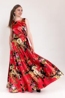 Rochie lunga din satin imprimat