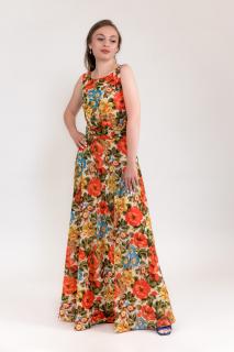 Rochie lunga din voal cu imprimeu floral