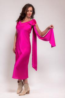 Rochie satin roz cu bretele subtiri