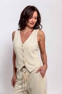 Vesta casual confortabila din bumbac plin crem