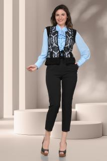 Vesta Effect stofa alba cu dantela neagra si blanita