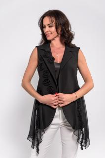 Vesta neagra Effect accesorizata cu flori 3d handmade