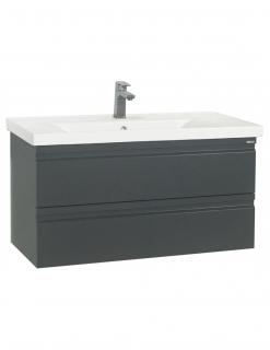 Baza si lavoar baie GN7861 - 90 cm, gri antracit, suspendat