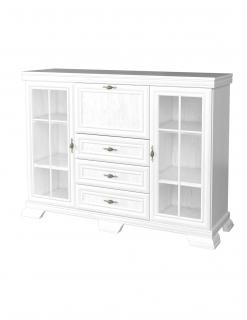 Comoda living VM6, 3 usi, 3 sertare, Alb Antichizat
