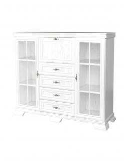 Comoda living VM7 Alb, 3 usi, 4 sertare, Antichizat