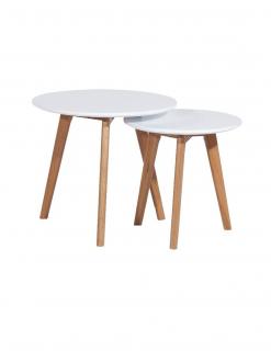 Set 2 mese cafea SL Milan S2 alb - stejar