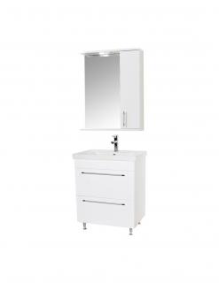 Set Baza, lavoar baie GN0541 cu sertare si oglinda GN0201 - 60 cm alb