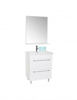 Set Baza, lavoar baie GN0541 cu sertare si oglinda GN0551 - 60 cm alb