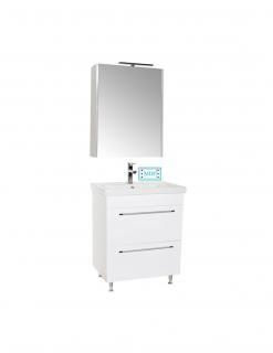 Set Baza, lavoar baie GN0541 cu sertare si oglinda GN5011 - 60 cm alb