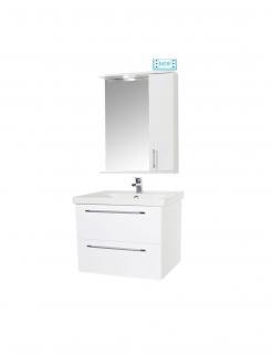 Set Baza si lavoar GN0541 cu sertare, suspendat si Oglinda GN0201 - 60 cm, alb