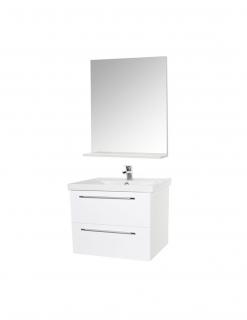 Set Baza si lavoar GN0541 cu sertare, suspendat si Oglinda GN0551 - 60 cm, alb