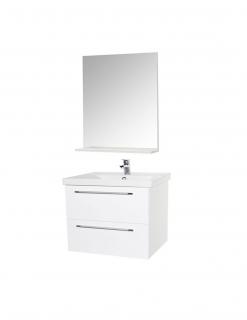 Set Baza si lavoar GN0541 cu sertare, suspendat si Oglinda GN0671 - 60 cm, alb