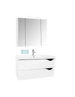 Set Baza si lavoar GN0971 suspendat si Oglinda Celine - 80 cm, alb