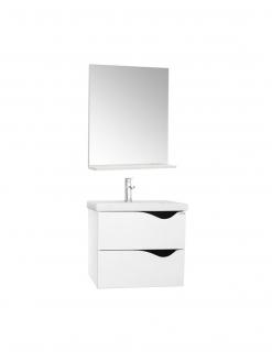 Set Baza si lavoar GN0971 suspendat si Oglinda GN0551 - 70 cm, alb