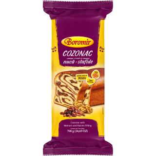 Cozonac crema cu nuca si stafide 700g