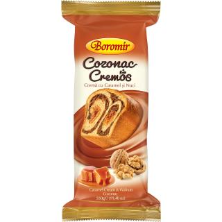 Cozonac Cremos crema cu caramel si nuci 550g