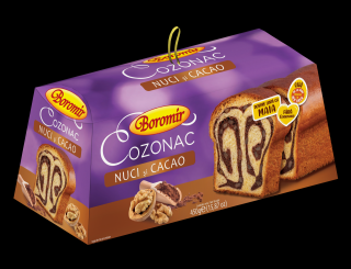 Cozonac cu 35 % crema nuca si cacao 450g