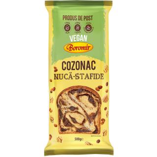 Cozonac Vegan crema cu nuca si stafide 500g