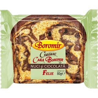 Felie Cozonac Casa Boromir crema cu nuci si ciocolata 80g