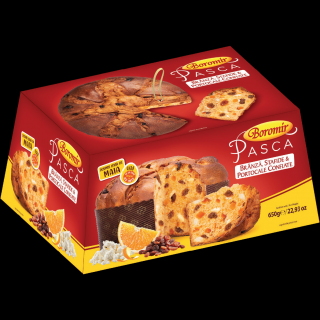 Pasca branza stafide si portocale confiate 650g