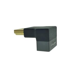 Adaptor HDMI tata la HDMI mama, 8K, unghi 90 grade, inclinat in jos, Lanberg 44099, DSC, eARC, HDR, carcasa aluminiu, argintiu