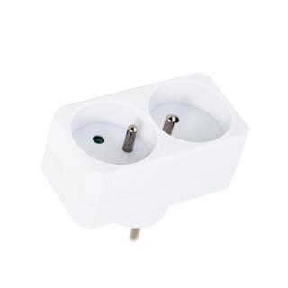 Adaptor priza dubla , 3680W, 16A, cu impamantare, dimensiuni 85 x 75 x 48 mm, alb