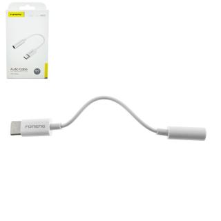 Adaptor Type C la port Jack 3.5mm cu cablu 6 cm, Foneng BM21, in blister, alb