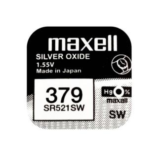 Baterie de ceas tip buton, Maxell SR521SW   379   AG0, 1.55V, 5.8mm diametru x 2.15mm inaltime, capacitate 13-16 mAh, oxid de argint, in blister o bucata