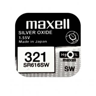 Baterie de ceas tip buton, Maxell SR616SW 321, 1.55V, 6.8mm diametru x 1.65mm inaltime, capacitate 15-16 mAh, oxid de argint, in blister o bucata