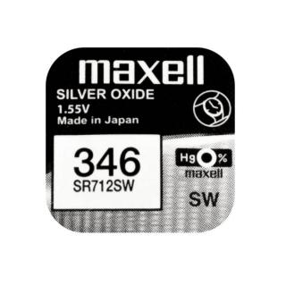 Baterie de ceas tip buton, Maxell SR712SW 346, 1.55V, 7.9mm diametru x 1.29mm inaltime, capacitate 10 mAh, oxid de argint, in blister o bucata