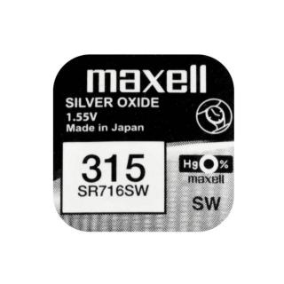 Baterie de ceas tip buton, Maxell SR716SW 315, 1.55V, 7.9mm diametru x 1.68mm inaltime, capacitate 22-23 mAh, oxid de argint, in blister o bucata