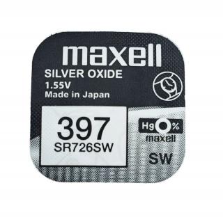 Baterie de ceas tip buton, Maxell SR726SW   397   AG2,1.55V, 7.9mm diametru x 3.1mm inaltime, capacitate 36 mAh, oxid de argint, in blister o bucata