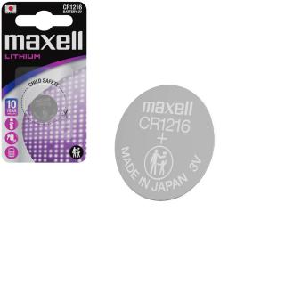 Baterie Lithium Maxell CR1216, 3V, tip moneda, 12.5mm diametru x 1.6mm inaltime, capacitate 25 mAh, in blister