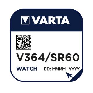 Baterie Varta V364 SR60 AG1 pentru ceasuri, tip buton, 1.55V, 22 mAh, Sistem Oxid de Argint