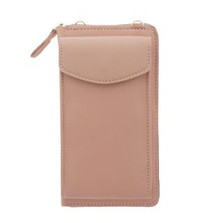 Borseta pentru smartphone, bani si documente, Model 22782, dimensiuni 20 x 11 x 4.5 cm, cu o curea reglabila de 126 cm, din piele ecologica, bej