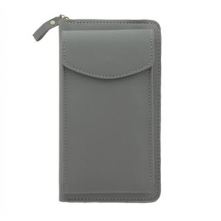 Borseta pentru smartphone, bani si documente, Model 22787, dimensiuni 20 x 11 x 4.5 cm, cu o curea reglabila de 126 cm, din piele ecologica, gri