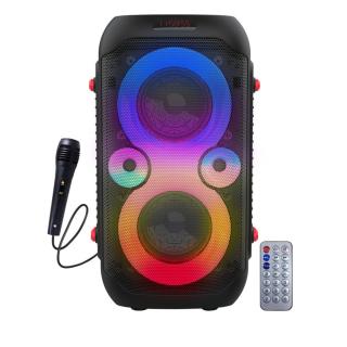 Boxa portabila 20W, Bluetooth 5.0, Aux-in jack 3.5mm, FM Radio, USB, microSD slot, 2 x intrari jack 6.35mm si un microfon karaoke, baterie 2400 mAh, telecomanda, TWS, ES-96119, LED RGB