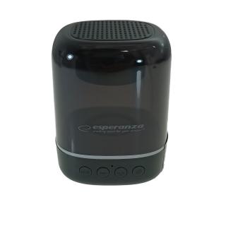 Boxa portabila Esperanza Viola, 3W, iluminare RGB, radio FM, bluetooth v.5.0, slot card microSD, AUX in jack 3.5mm, dimensiuni 85 x 68 mm, neagra