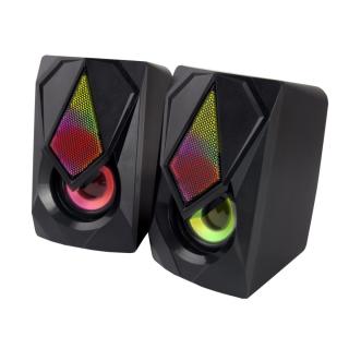 Boxe 5W USB 2.0 cu LED RGB, Esperanza Rainbow BOOGIE, cablu 120 cm, control volum, negre