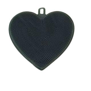Burete din silicon pentru spalare, multifunctional, dimensiuni 130 x 128 x 9 mm, forma inimioara, 41749, gri