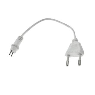 Cablu de alimentare furtun luminos, lungime 20 cm, cu stecher EU si conector 2 pini, alb