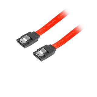Cablu de date SATA II mama la SATA II mama, 70 cm, Lanberg 41930, 3 Gb s, cleme metalice, rosu