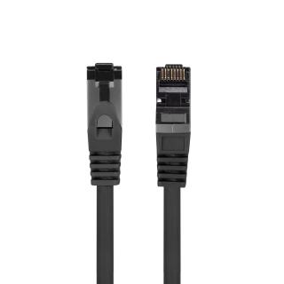 Cablu internet CAT 8.1 S FTP LSZH, lungime 25 cm, Lanberg 44057, mufat 2xRJ45, material conductor cupru, negru