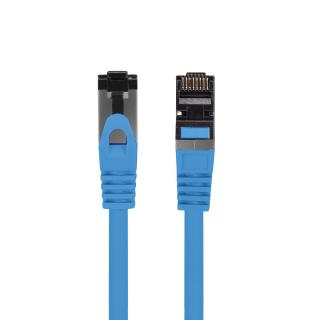 Cablu internet CAT 8.1 S FTP LSZH, lungime 50 cm, Lanberg 44037, mufat 2xRJ45, material conductor cupru, albastru
