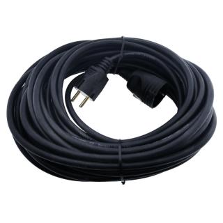 Cablu prelungitor, lungime 25m, pentru alimentare electrica, cu stecher si cupla cauciucate, material bachelita, negru