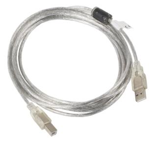 Cablu USB 2.0 pentru imprimanta, Lanberg 41356, lungime 3m, cu ferita, USB-A tata la USB B tata,  transparent