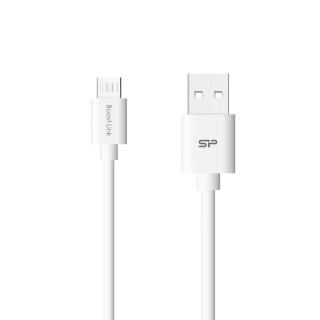 Cablu USB 2.0 tata la microUSB tata, Silicon Power Boost Link LK30, 1m, 2.4A, alb
