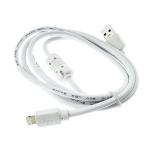 Cablu USB Premium Compatibil Apple iPhone, cu conector tip Lightning 8 Pin, 1.5m, Alb , AWG 28, 1.5A, bulk